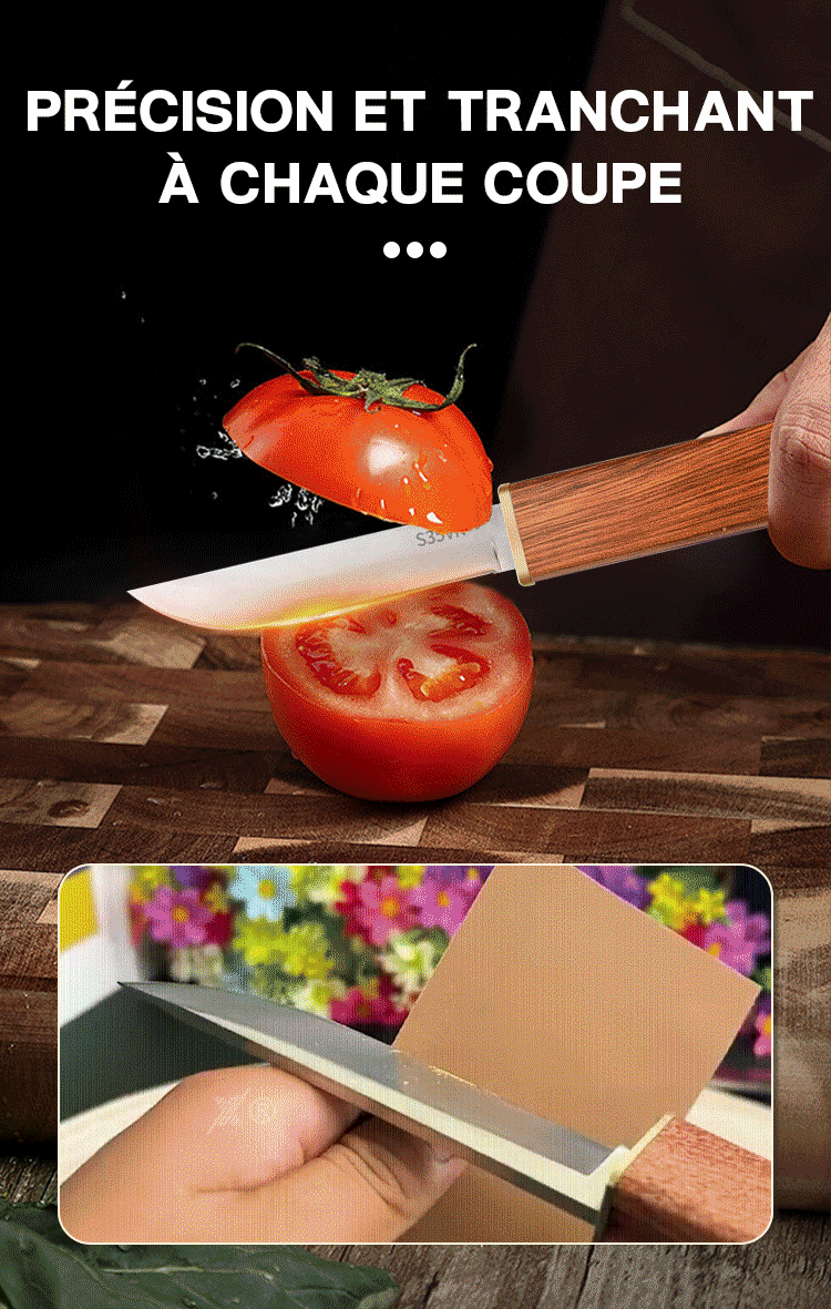 Ensemble de Couteaux Doubles 2 en 1 avec Manche en Bois