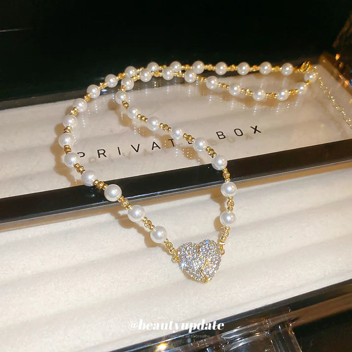 Collier cœur magnétique avec perle