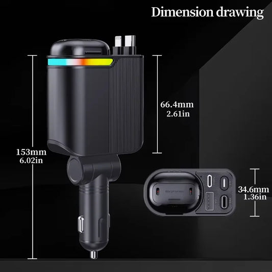 Chargeur de voiture multifonction avec écouteur airpods sans fil.