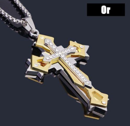 Collier croix en diamant titane Or&Argent