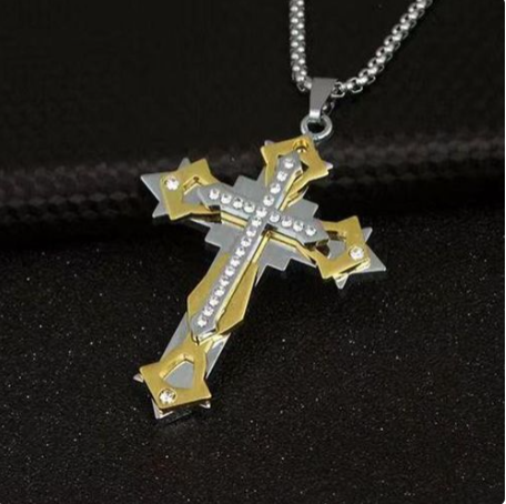 Collier croix en diamant titane Or&Argent