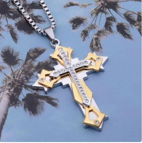 Collier croix en diamant titane Or&Argent