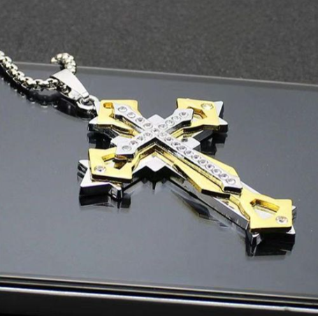 Collier croix en diamant titane Or&Argent