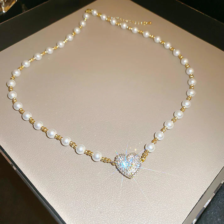 Collier cœur magnétique avec perle