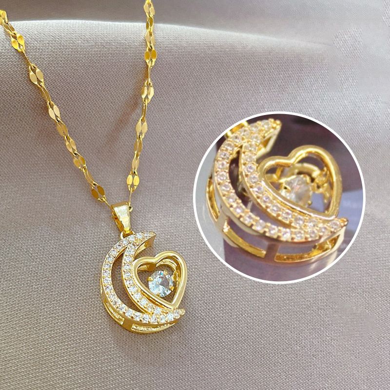Collier preuve d'amour en cœur et croissant de lune