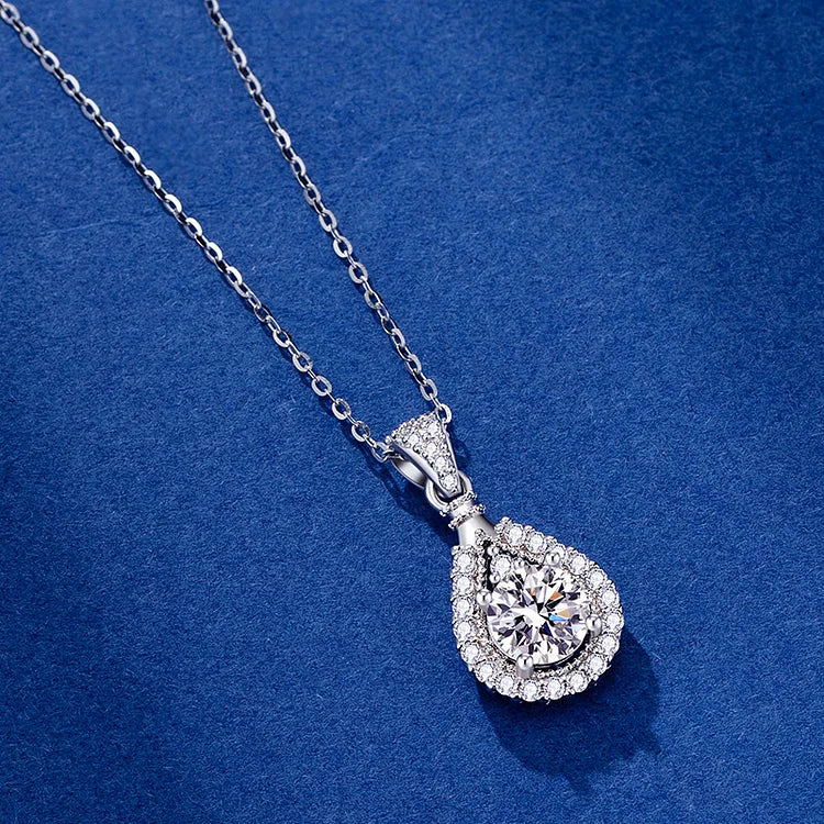 Collier de bijoux en moissanite en argent sterling 925 de 1 carat
